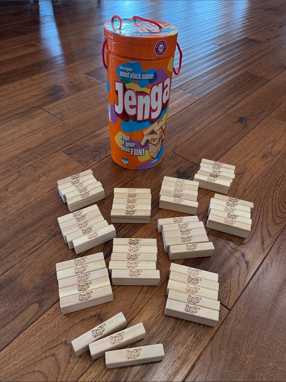 Classic Wooden Block Jenga Game – 53 pieces with Orange Carry Tube